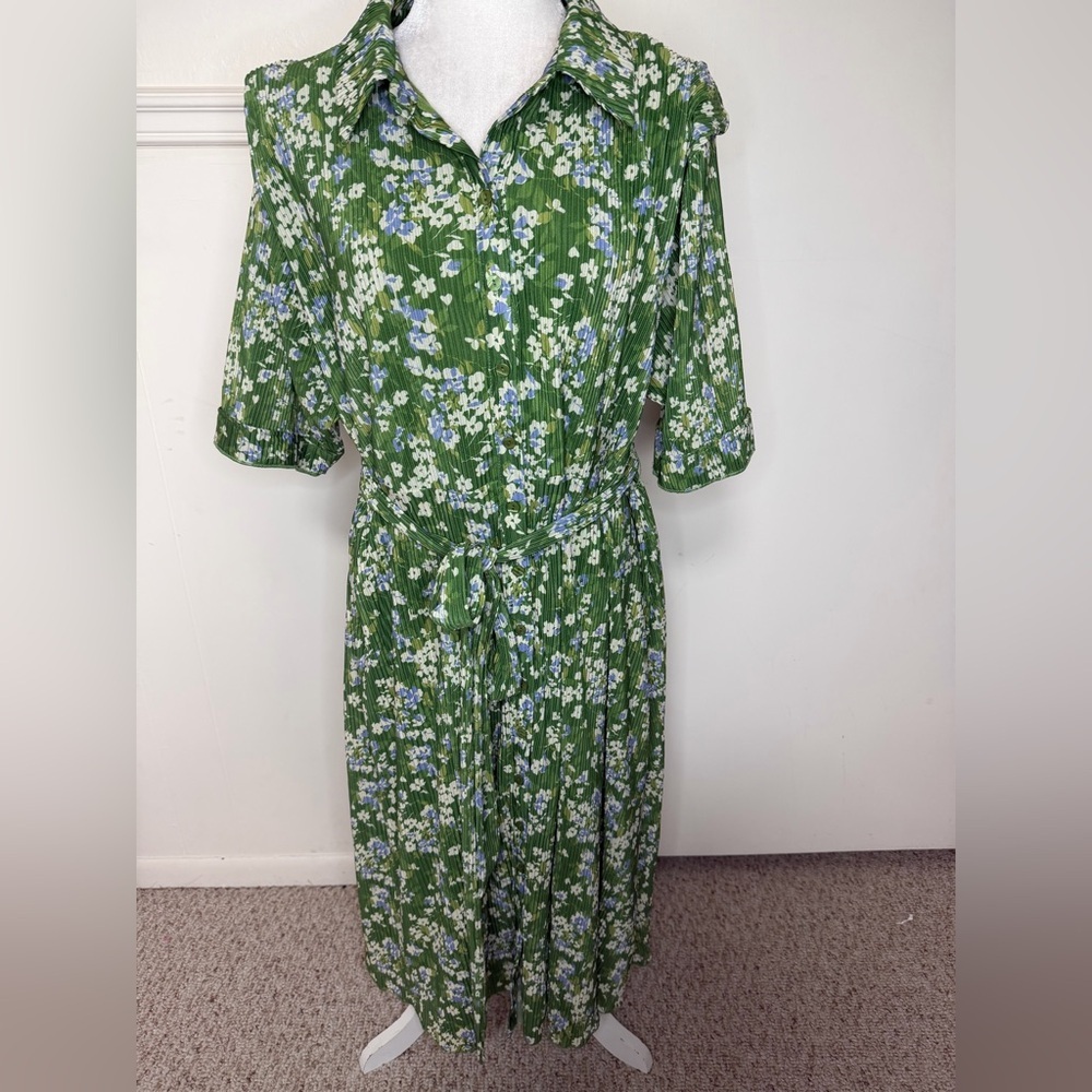 Pink Desert Green Floral Midi Dress XXX-Large